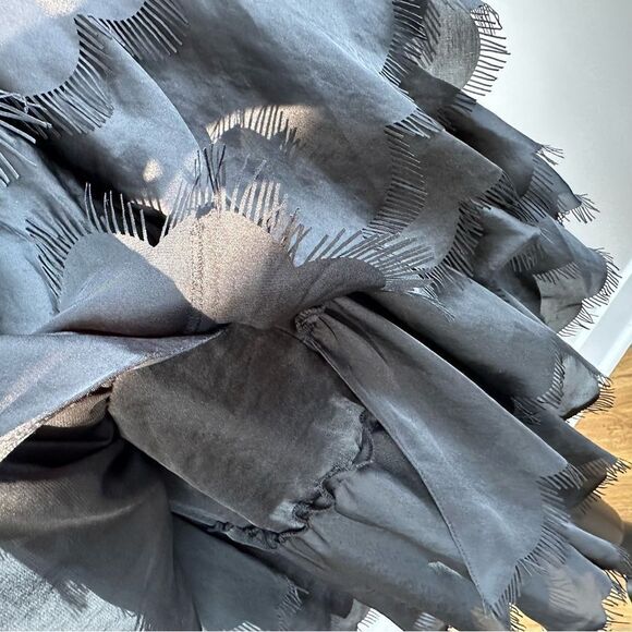 REBECCA TAYLOR Sateen Strapless Eyelash Tier Bustier Cocktail Mini Dress Black 6 - Picture 13 of 15